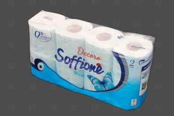картинка Бумага туалетная 2сл голубая 8рул Soffione Decor Blue растворимая втулка Мир упаковки