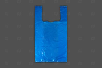 картинка Пакет майка ПНД 30+16*55см 22мк синий 100шт Мир упаковки