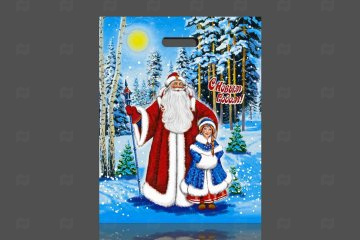 картинка Пакет с вырубной ручкой 40*50см 75мк Сказка НГ 50шт Мир упаковки