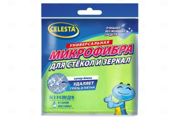 картинка Салфетки из микрофибры д/стекол и зеркал 30*30см 1шт CELESTA Мир упаковки