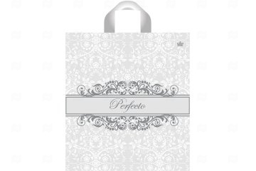 картинка Пакет с петлевой ручкой 40*37*5см 95мк Перфекто Графит 25шт Мир упаковки