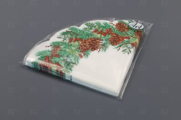 картинка Салфетки бумажные НГ круглые 3сл Новогодний венок-3 12шт Art Bouquet Rondo Мир упаковки