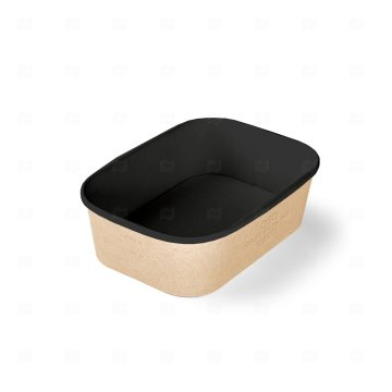 картинка Контейнер бум б/крышки 660мл 170/150*120/100*51мм крафт+черный Case Bowl 660 45шт Мир упаковки