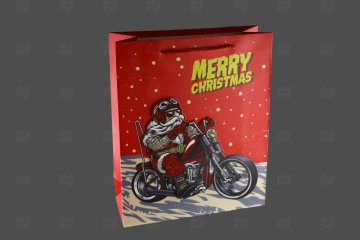 картинка Пакет ламинированный 32*26*10см Крутой Дед Мороз НГ SCW745-ABCD  Мир упаковки