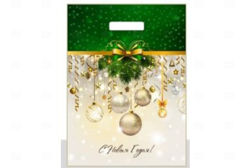 картинка Пакет с вырубной ручкой 40*31см Новогодние украшения НГ 50шт Мир упаковки