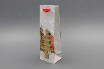 картинка Пакет ламинированный под бутылку 35*12*9см Елочные украшения-2 НГ SCW484-ABCD Мир упаковки