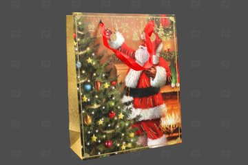 картинка Пакет ламинированный 32*26*10см Дед Мороз и подарки НГ SCW750-ABCD Мир упаковки