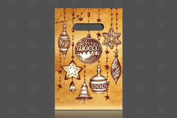 картинка Пакет с вырубной ручкой 20*30см 30мк Винтажные игрушки НГ 100шт Мир упаковки