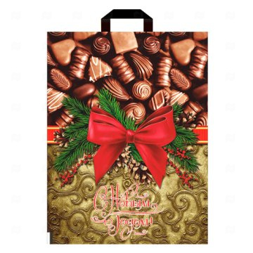 картинка Пакет с вырубной ручкой 30*40см 60мк Набор конфет НГ 25шт Мир упаковки