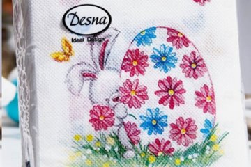 картинка Салфетки бумажные Пасха 24*24см 1сл Пасхальный подарок 40шт Desna Мир упаковки