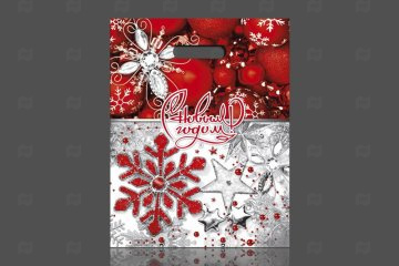 картинка Пакет с вырубной ручкой 31*40см 60мк ламинация Ледяной бисер НГ 50шт Мир упаковки