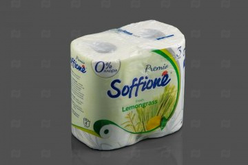 Купить Бумага туалетная "Soffione" Lemongrass желтая 3-сл (4 рул.) арт. 10900050. Мир упаковки