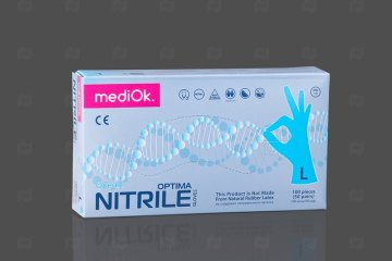 картинка Перчатки нитриловые голубые L 100шт NITRILE OPTIMA Мир упаковки