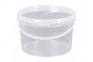 картинка Ведро 0,55л круглое прозрачное d-109/h-85мм с крышкой с к/замком с пласт ручкой ПТП Мир упаковки