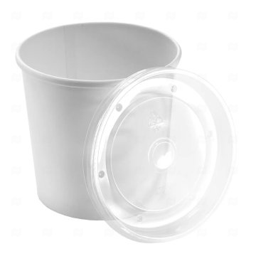 картинка Контейнер бумажный с PP крышкой 450мл 96*78*93мм белый 25шт Мир упаковки