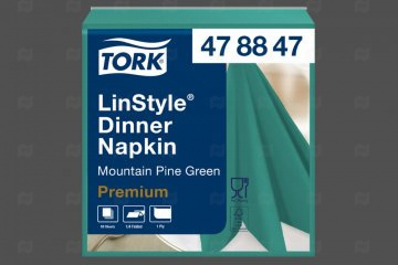 Купить 478847-40 Салфетки обеденные нетканые Tork Linstyle DinnerNap mpg 4F зеленые 50/12. Мир упаковки