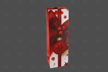 картинка Пакет ламинированный под бутылку 35*12*9см Подарок под елку НГ SCW713-ABCD  Мир упаковки