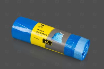 картинка Пакеты д/мусора ПНД с завязками Impacto home 60л 600*690мм 11мк рулон 25шт синие Мир упаковки