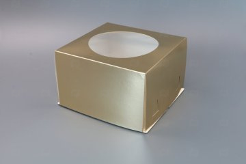 картинка Коробка бум д/торта с окном 300*300*190мм золото Мир упаковки