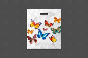 картинка Пакет с вырубной ручкой 40*47см 45мк Бабочки 50шт Мир упаковки