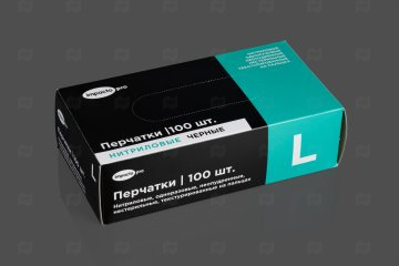 картинка Перчатки нитриловые черные L 100шт Impacto pro Мир упаковки