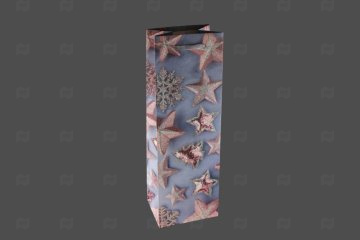 картинка Пакет ламинированный под бутылку 35*12*9см Звезды НГ SCW707-ABCD Мир упаковки