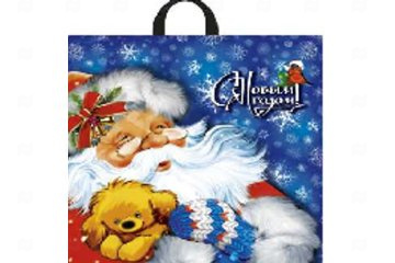 картинка Пакет с петлевой ручкой 44*44см 70мк Зимняя прогулка НГ 25шт Мир упаковки