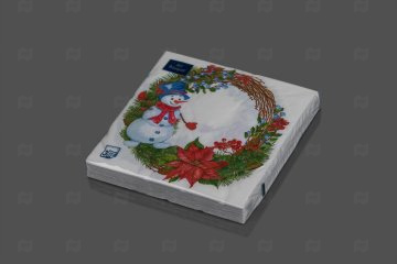 картинка Салфетки бумажные НГ 33*33см 3сл Венок со снеговиком 20шт Art Bouquet Origina Мир упаковки