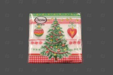 картинка Салфетки бумажные НГ 24*24см 1сл Новогодняя ель Design 40шт Desna Мир упаковки