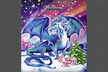 картинка Пакет с вырубной ручкой 40*47см 45мк Северное сияние НГ 50шт Мир упаковки