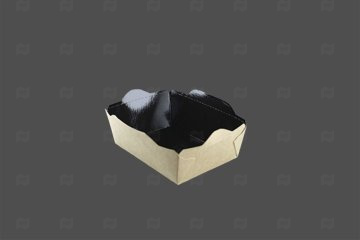 картинка Контейнер бум б/крышки 400мл 120*85*45мм крафт+черный ECO OpSalad 800шт Мир упаковки