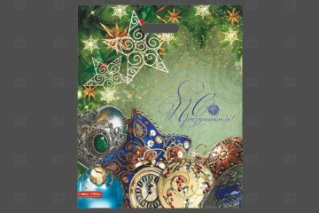 картинка Пакет с вырубной ручкой 38*47см 60мк Каприз НГ 25шт Мир упаковки