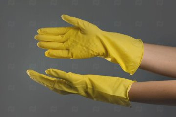 картинка Перчатки хоз латексные с хлоп напылением желтые L 2шт OptiLine Мир упаковки