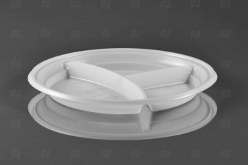 картинка Тарелка закусочная 3-х секционная белая PР (d-205) (50 шт.) Ф Мир упаковки