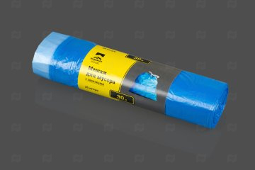 картинка Пакеты д/мусора ПНД с завязками Impacto home 30л 500*580мм 11мк рулон 25шт синие Мир упаковки