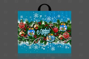 картинка Пакет с петлевой ручкой 60*50см 70мк Снежное варьете НГ 25шт Мир упаковки