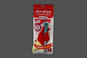 картинка Перчатки хоз латексные сверхпрочные белый-красный L 2шт Komfi Мир упаковки