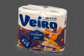 картинка Бумага туалетная 2сл белая 4рул Veiro Standart Plus Мир упаковки