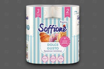 картинка Полотенца бумажные 3сл белые 2рул Soffione Dolce Gusto   Мир упаковки