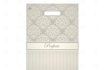 картинка Пакет с вырубной ручкой 37*30см 90мк Перфекто Бежевое серебро 25шт Мир упаковки