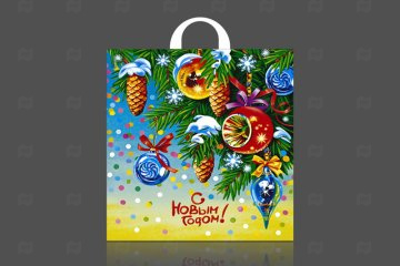 картинка Пакет с петлевой ручкой ПНД 38*42см 40мк Пробил час НГ 25шт Мир упаковки