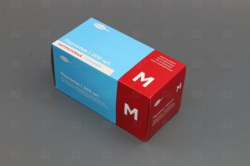 Купить Перчатки нитриловые Голубые б/талька "Impacto pro" M (уп. 100 пар). Мир упаковки