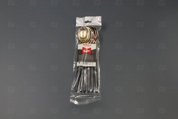 картинка Ложка Sinior Banketto с черной ручкой, золото, пластик, 22 см, 6шт.  Мир упаковки