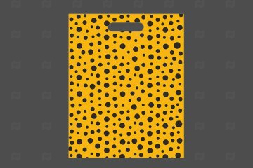 картинка Пакет с вырубной ручкой 30*40см 60мк Горошек желтый  25шт Мир упаковки