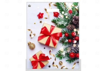 картинка Пакет с вырубной ручкой 45*38см Новогодние презенты НГ 50шт Мир упаковки