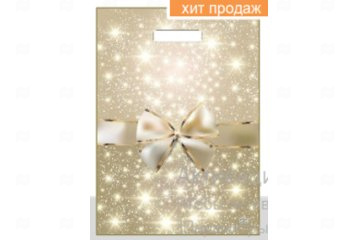 картинка Пакет с вырубной ручкой 40*31см Изысканный бант НГ 50шт Мир упаковки