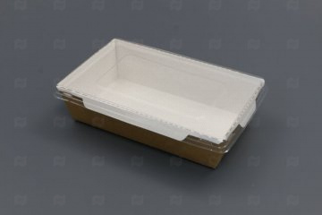 Купить Ланч бокс с прозрачной крышкой GEOBOX 800 мл (186*106*55) белые/крафт картон (200шт) Г. Мир упаковки