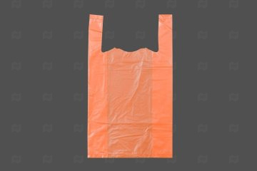 картинка Пакет майка ПНД 27+12*45см 18мк оранжевый 100шт Мир упаковки