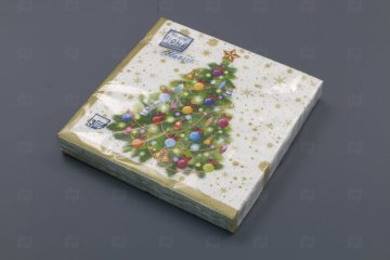 картинка Салфетки бумажные НГ 33*33см 3сл Новогодняя ель на белом 20шт Bouquet Home Collection Мир упаковки
