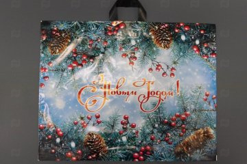 картинка Пакет с петлевой ручкой 71*55см 90мк Голубая ель НГ 25шт Мир упаковки